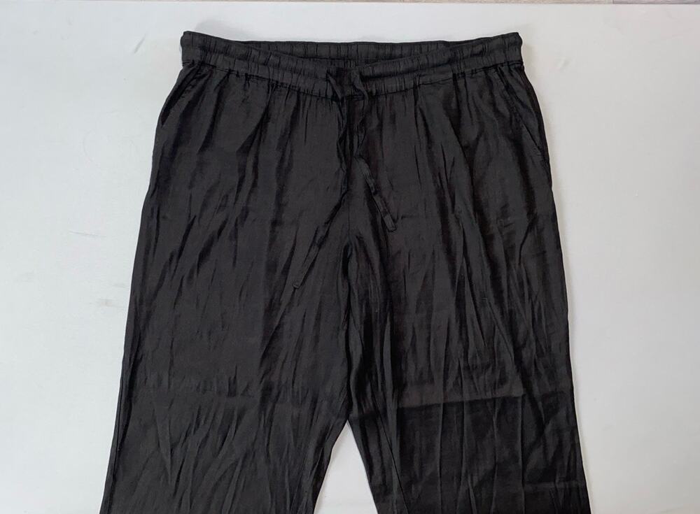 NYDJ Pull On Elastic Waist Linen Blend 'Relaxed DS Pant' in Black. Women's XL